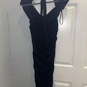 SHEIN Black Backless Halter Dress